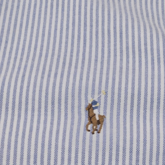 Ralph Lauren Men’s Large Striped Button Up Shirt Blue White Long Sleeve Polo - Picture 3 of 6